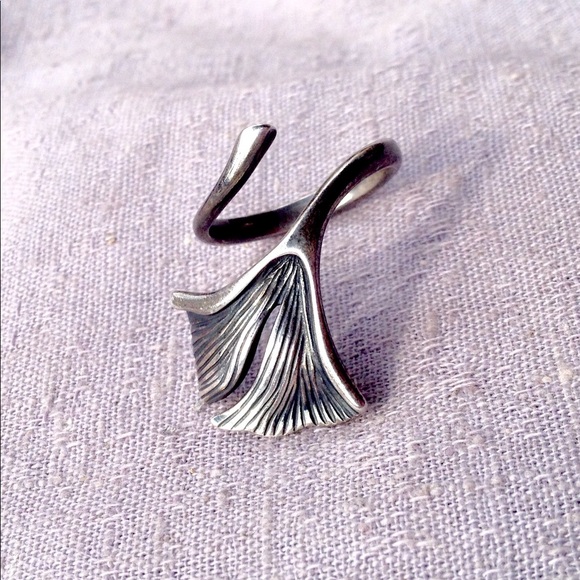 Vintage Jewelry - Vintage Silver Ginkgo Ring